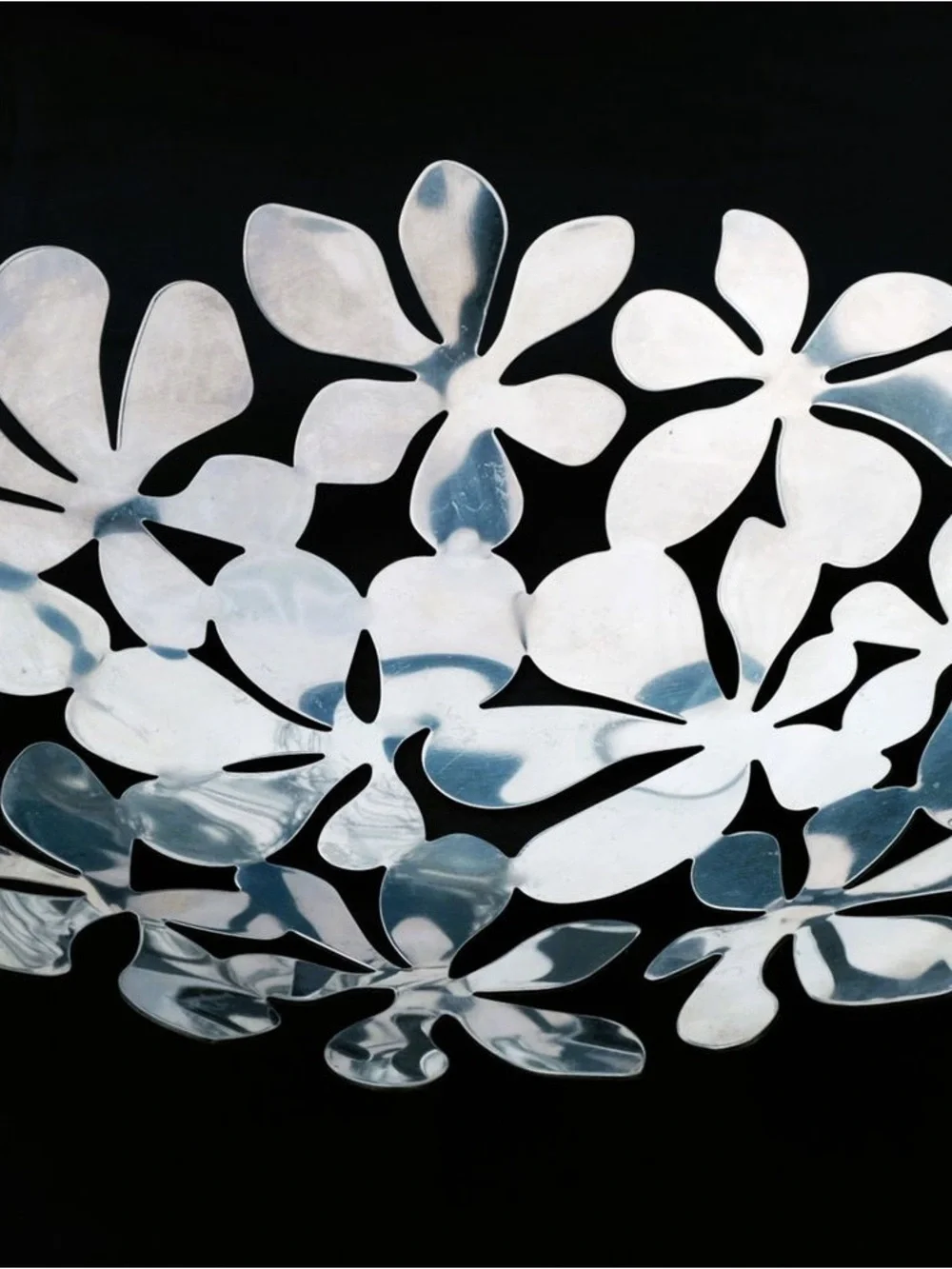 1999 IKEA Stockholm Stainless Steel Floral Fruit Bowl Monika Mulder Design 17”